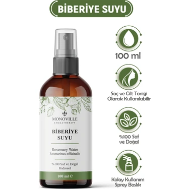 Monoville Biberiye Suyu Kepek Karşıtı Saç Toniği ve Dengeleyici Cilt Toniği 100 ml (Rosemary