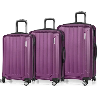 Polo&Sky Spring Model Mor Renk 3'lü Valiz Seti Kabin - Orta -