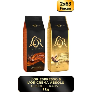 L'or Espresso Colombıa + L'or Crema Absolu Classıc Çekirdek Kahve 1