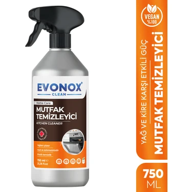 Evonox Clean Ultra Güçlü Mutfak Yüzey Temizleyici ve Yağ Sökücü Limon Kokulu Sprey 750