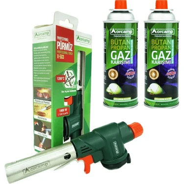 Orcamp Profesyonel Pürmüz Başlık ve 2 Adet 227 Gram Gaz Kartuş