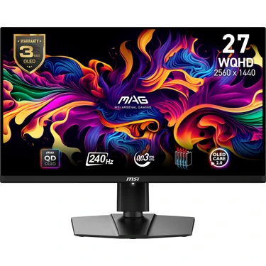 MSI 26.5” MAG 271QPX QD-OLED E2 2560x1440 (WQHD) 16:9 FLAT QD-OLED 240HZ 0.03MS FREESYNC PIVOT