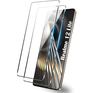 M.TK Moveteck Realme 12 Lite Uyumlu Ekran Koruyucu Kırılmaz Cam 9h Temperli Şeffaf Ekran Camı Tam