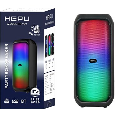 Hepu Hp 959 Taşınabilir Şarjlı Rgb Bluetooth Hoparlör Extra Bass