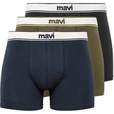 Mavi 3lü Lacivert Basic Boxer