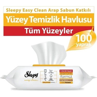 Sleepy Easy Clean Arap Sabunu Katkılı Yüzey Temizlik Havlusu 100