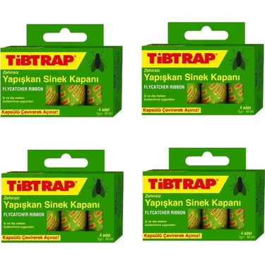 Tibtrap Yapışkan Karasinek Tuzağı Sinek Bandı 4'lü Paket(16