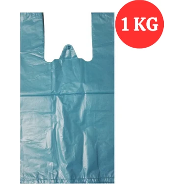 Kalbi Ticaret Kalın Mavi Poşet Büyük Boy 1 kg Hışır Atlet Poşet Market Manav Poşeti Çöp