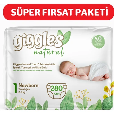 Giggles Natural 1 Numara Yenidoğan Pamuklu Bebek Bezi 280