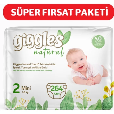 Giggles Natural 2 Numara Mini Pamuklu Bebek Bezi 264