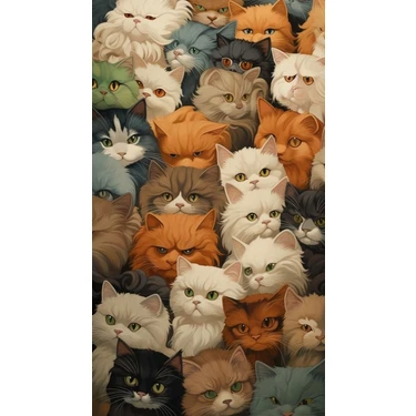 512 Art Design Yumuşak Kedi Ailesi Tasarım Poster 30 x 42