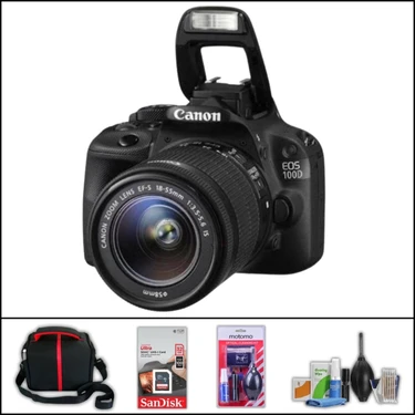 Canon Eos 100 D + 18-55 mm Lens Dslr Fotoğraf Makinesi (Çanta + 32 GB Sd Kart + Temizlik Kiti