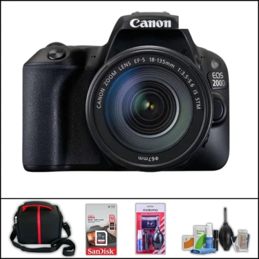 Canon Eos 200 D + 18-135 mm Stm Kit Lens Fotoğraf Makinesi (Çanta + 32 GB Sd Kart + Temizlik Kiti