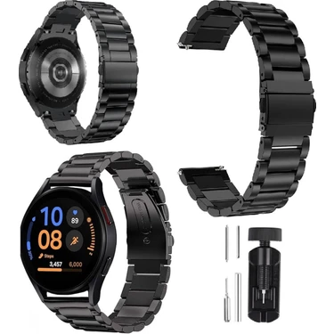 Fibaks Samsung Galaxy Watch Active 2 44MM Kordon Paslanmaz Çelik Stainless Steel Baklalı