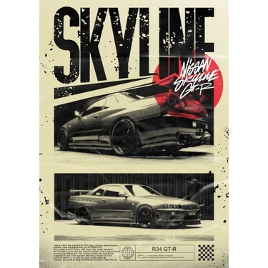 512 Art Design Nissan Skyline R34 Gt-R Duvar Dekor Poster Fiyatı