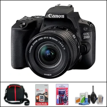 Canon Eos 200 D + 18-55 mm  Is Lens Dslr Fotoğraf Makinesi (Çanta + 32 GB Sd Kart + Temizlik Kiti