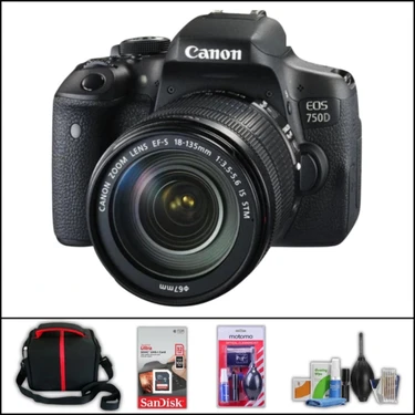 Canon Eos 750 D + 18-135 mm Is Stm Lens Dslr Fotoğraf Makinesi (Çanta + 32 GB Sd Kart + Temizlik