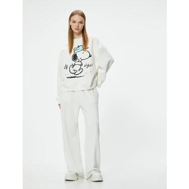 Snoopy Oversize Sweatshirt Lisanslı Baskılı Bisiklet