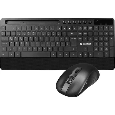 Everest KM-9676 Siyah Multimedya Tablet-Telefon Standlı Klavye + Mouse