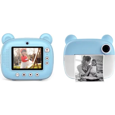 Torima CMR14 Mavi Dijital Fotoğraf Makinesi Çocuklar İçin Termal Yazıcı ve Video Kayıt