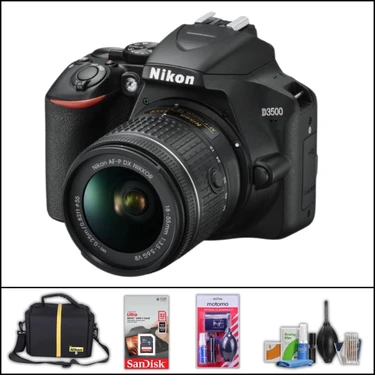 Nikon D3500 + 18-55 mm Vr Lens Dslr Fotoğraf Makinesi (Çanta + 32 GB Sd Kart + Temizlik Kiti