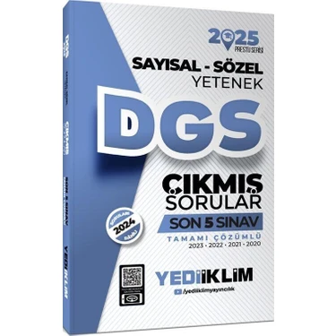 Yediiklim Yayınları 2025 DGS Sayısal Sözel Yetenek Tamamı Çözümlü Son 5 Sınav Çıkmış