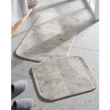 Madame Coco Eze 2'li Banyo Paspası Toprak Renkli Yumuşak Polyester Yapı ile Konfor