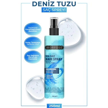 morfose Deniz Tuzu Saç Spreyi 250 ml - Mat Görünüm, Doğal Dalgalar ve Isıya Karşı