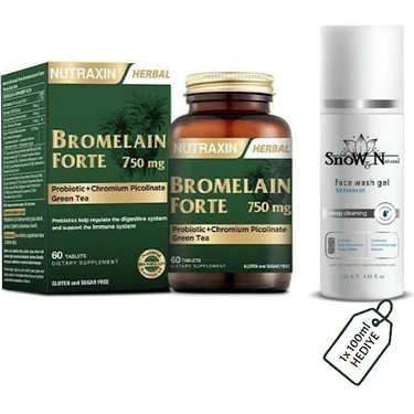 Nutraxin Bromelain Forte 60 Tablet 750 Mg + Yüz Temizleme Fiyatı