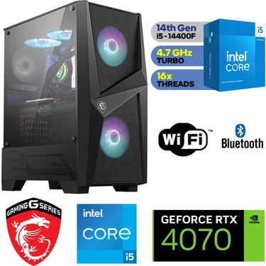 MSI Rtx 4070 12 GB - Gaming Pc Ddr5 - Intel I5 14400F - 32GB Ddr5 Ram - 1 Tb M.2 SSD - Windows 11