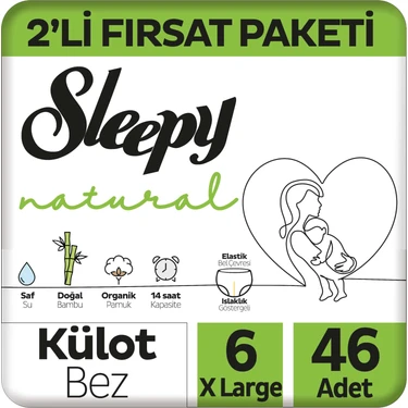 Sleepy Natural Külot Bebek Bezi 6 Beden Xlarge 46'li Fırsat