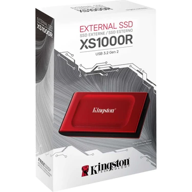 Kingston XS1000 Red External 1TB 1050-1000MBs USB 3.2 Gen 2 Taşınabilir