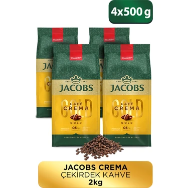 Jacobs Cafe Crema Çekirdek Kahve 500 Gr x4