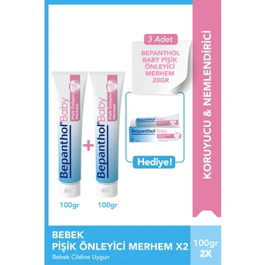 Bepanthol Baby Pişik Önleyici Merhem 100GR 2'li Paket & 3 Adet 20GR Pişik Önleyici Merhem