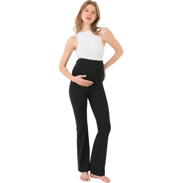 Cottonhill Beauty Cottonhill Siyah Yüksek Bel Hamile İspanyol Paça Kadın