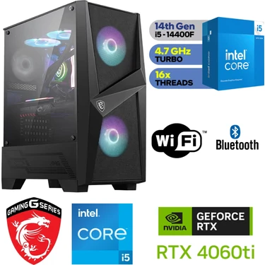 MSI 16GB RTX4060Tİ – Gaming Pc Ddr5 -Intel I5 14400F – 32GB Ddr5 Ram – 1 Tb M.2 SSD