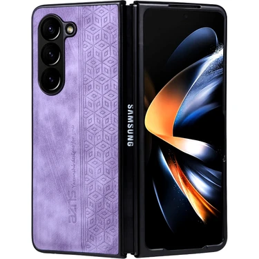 Qichengda Samsung Galaxy Z Fold 6 Retro Kabartmalı Desen Pu Cep Telefonu Kılıfı (Yurt