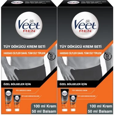Veet Men Tüy Dökücü Krem 100 ml + Tüy Alımı Sonrası Balsam 50 ml Set – Özel Bölgeler ve Hassas