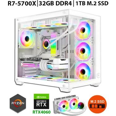 Zeiron Mirage X32 Pro White Ryzen 7 5700X 32GB Ram 1tb M.2 Nvme SSD 8gb RTX4060 Sıvı Soğutmalı