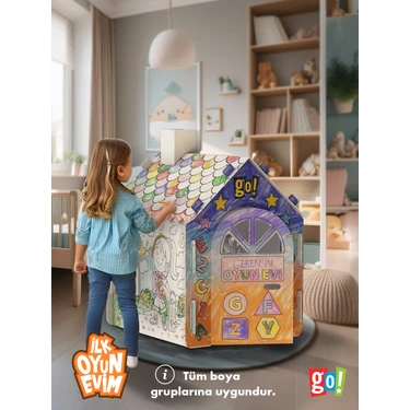 Go Toys Ilk Oyun Evim Xxl Boy Dayanıklı Karton Boyama Aktivite