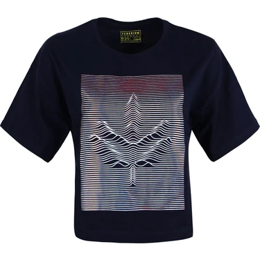 Fenerbahçe Kadın Hologram Baskılı T-Shirt Lacivert Renk 34 Beden Trend