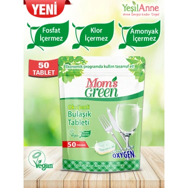 Mom’s Green Oksijenli Bulaşık Makinesi Tableti 1 Paket 50