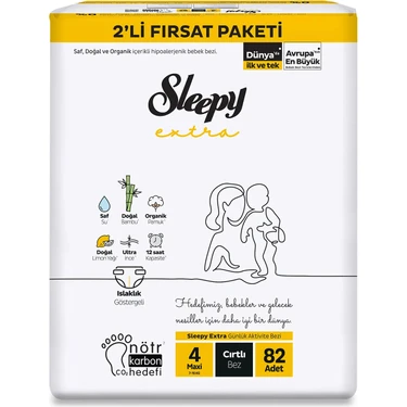 Sleepy Extra Günlük Aktivite Avantajlı Paket Bebek Bezi 4 Numara  164 Adet (2x82