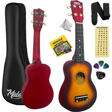 Midex UKX-901SB Sunburs Soprano Ukulele (Askı Çanta Metod