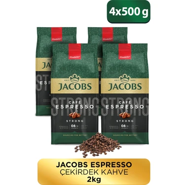 Jacobs Cafe Espresso Çekirdek Kahve 500 Gr x4