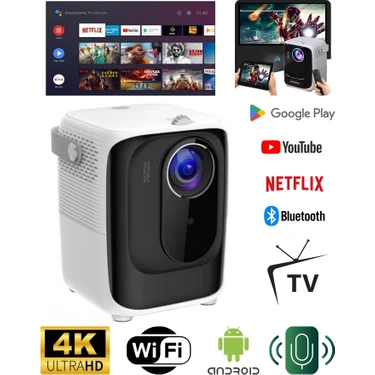 LEERFEİ 5G 4K 1080P Full HD Akıllı Taşınabilir Android Projeksiyon Cihazı Wifi, TV, GooglePlay,