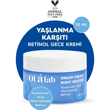 Olalab Yaşlanma Önleyici Yenileyici Nemlendirici Retinol Gece Yüz Kremi 50 ml Night