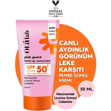 Olalab Aydınlatıcı Ton Eşitleyici Spf 50+ Yüksek Uv Koruma Pembe Yüz Güneş Kremi 50