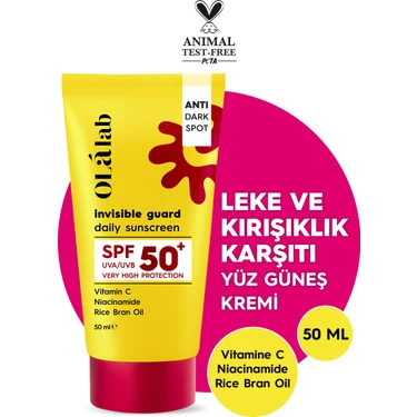 OlaLab C Vitaminli Leke Karşıtı Spf 50+ Yüksek Uv Korumalı Yüz Güneş Kremi 50