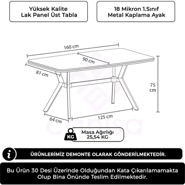 沛斯拉ページ Canisa Esla Serisi 90X160 Lak Panel Krom Kaplama Ayaklı Masa Fiyatı